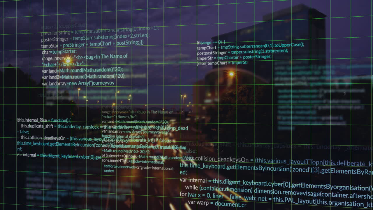 animación del procesamiento de datos sobre el paisaje urbano