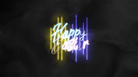 Happy-Easter-with-neon-yellow-and-blue-lines-on-black-gradient