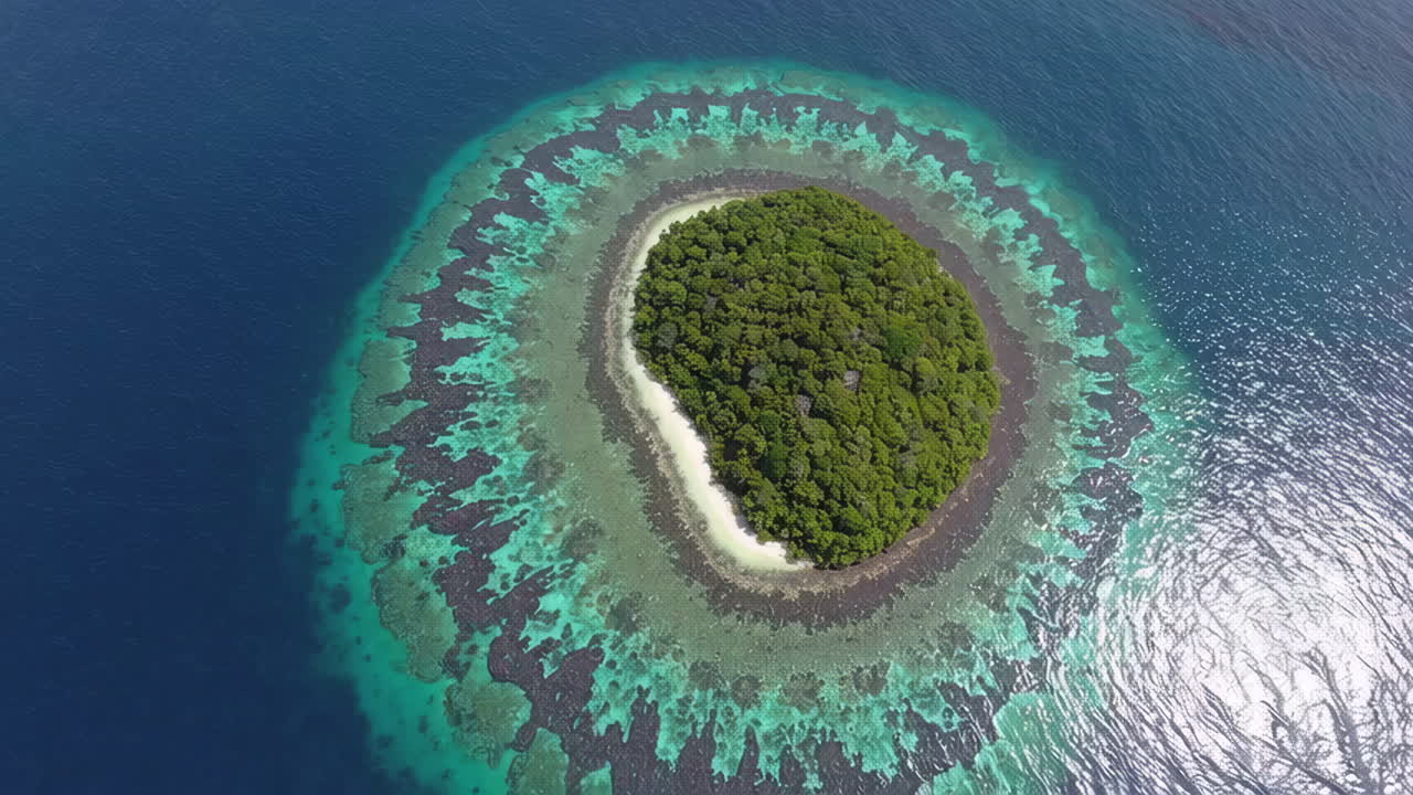 Circular Tropical Island with Coral Reef