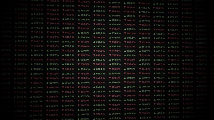 Statistics, financial market data, columns of numbers. Animated opening video 3D 4K.