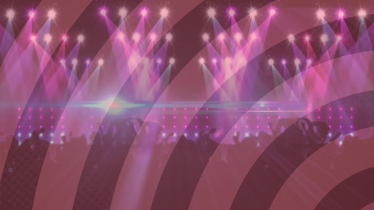 Animation af dansende mennesker over en scene.