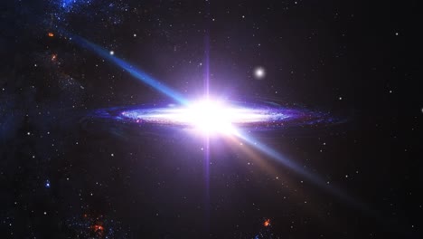 volar en galaxia con luz brillante en el espacio