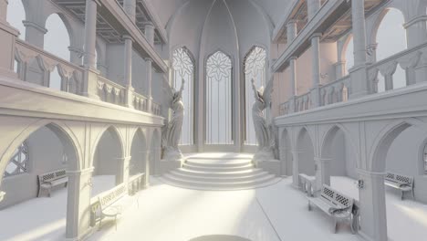 Fantasy-palace-or-cathedral,-cg,-camera-dollies