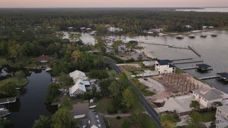 aerial approach view of pirates cove in pensacola