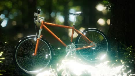 Mountain-bike-on-the-forest-path