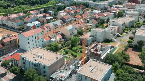 Asnières-sur-Seine-in-Parisian-suburbs-with-La-Defense-skyscrapers-in-background,-France