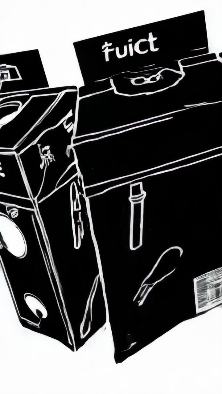 Monochrome Juice Box Illustrations with Apple and Straw Details