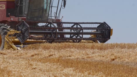 combine harvesting wheat field in spain