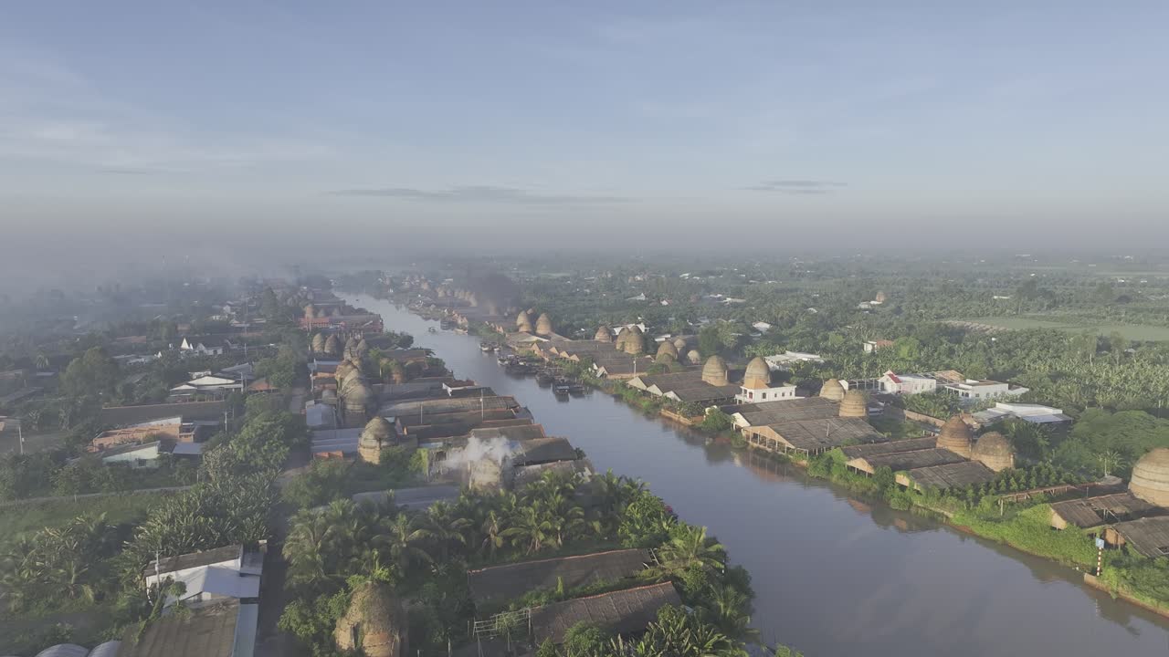 Aerial view of ancient Mang Thit brick village, Mekong Delta, Vietnam
