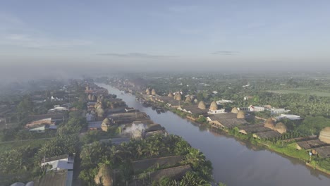 aerial view of ancient mang thit brick village, mekong delta, vietnam
