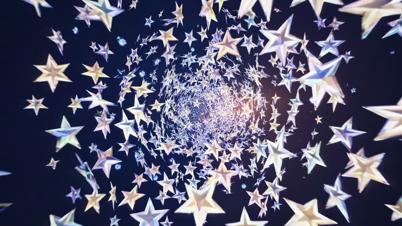 Spiral af lysende stjerner på dybblå baggrund