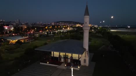 aerial view mosque night