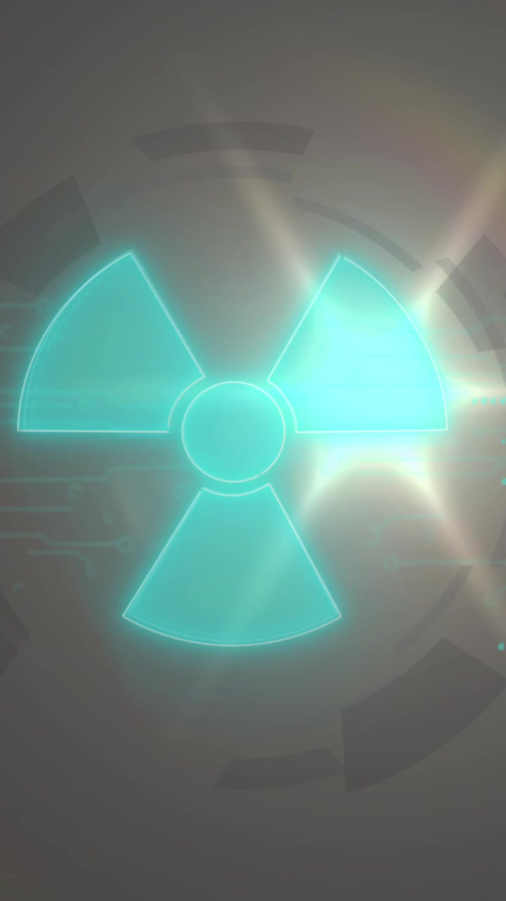 Animación de una forma geométrica azul parpadeando con números y lenguaje de computadora sobre fondo negro