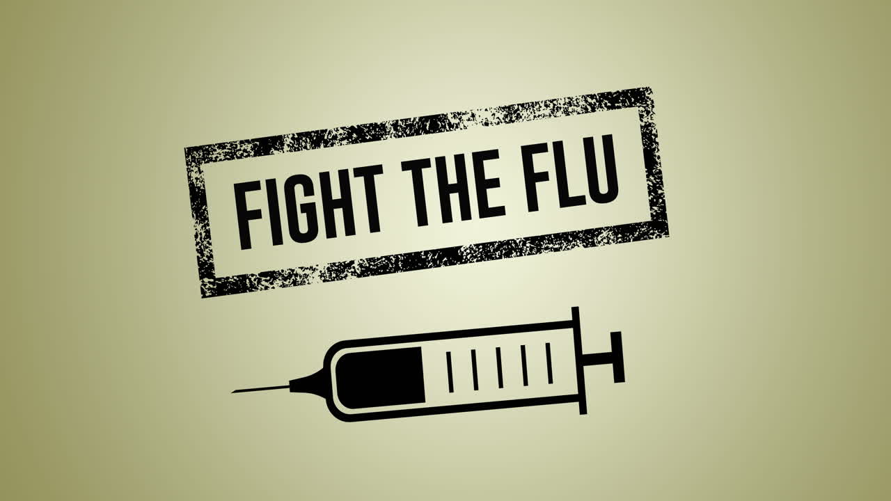 Animation of fight the flu text on green background