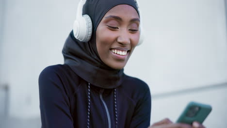 Muslim,-woman-and-listening-to-music