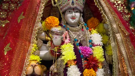 close up of statue of hindu goddess durga mata ji at celebration of navratri 1