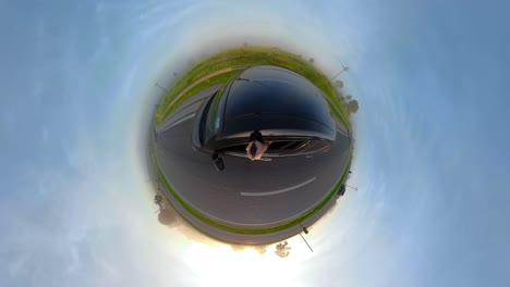 little planet video - car on the road