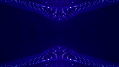 4k looped sci-fi 3d abstract animation. glow blue particles form lines, symmetrical structures like in microworld or cosmic space. for holiday presentations, ceremonies as vj loop motion design