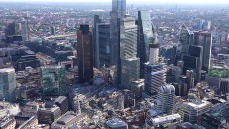 aerial view of the bank of england and the city of london towers