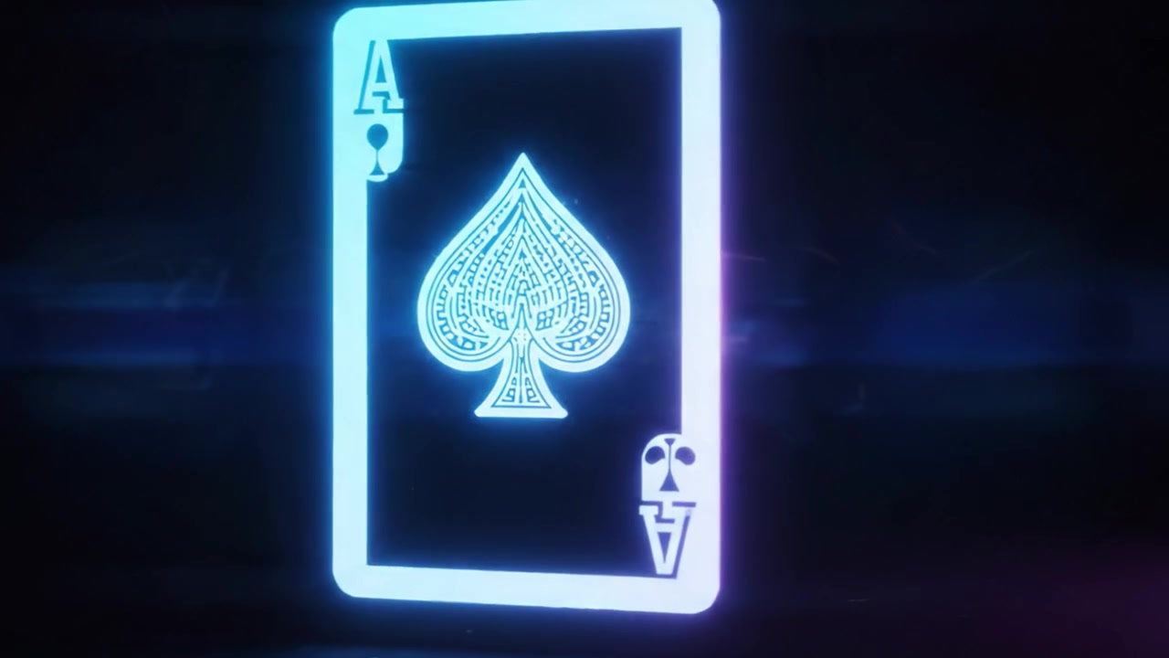 Illuminated Ace of Spades Playing Card: A Visual Journey Through the Unique Representation of a Classic Card in Neon Lights