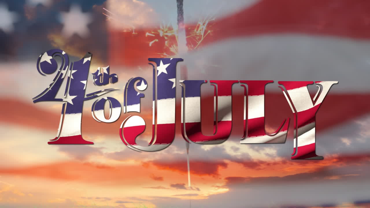 7월 4일 텍스트와 미국 국기