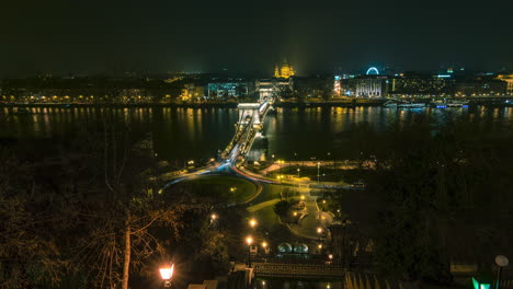 timelapse of a busy city with a lot of cars at night, budapest, 4k uhd