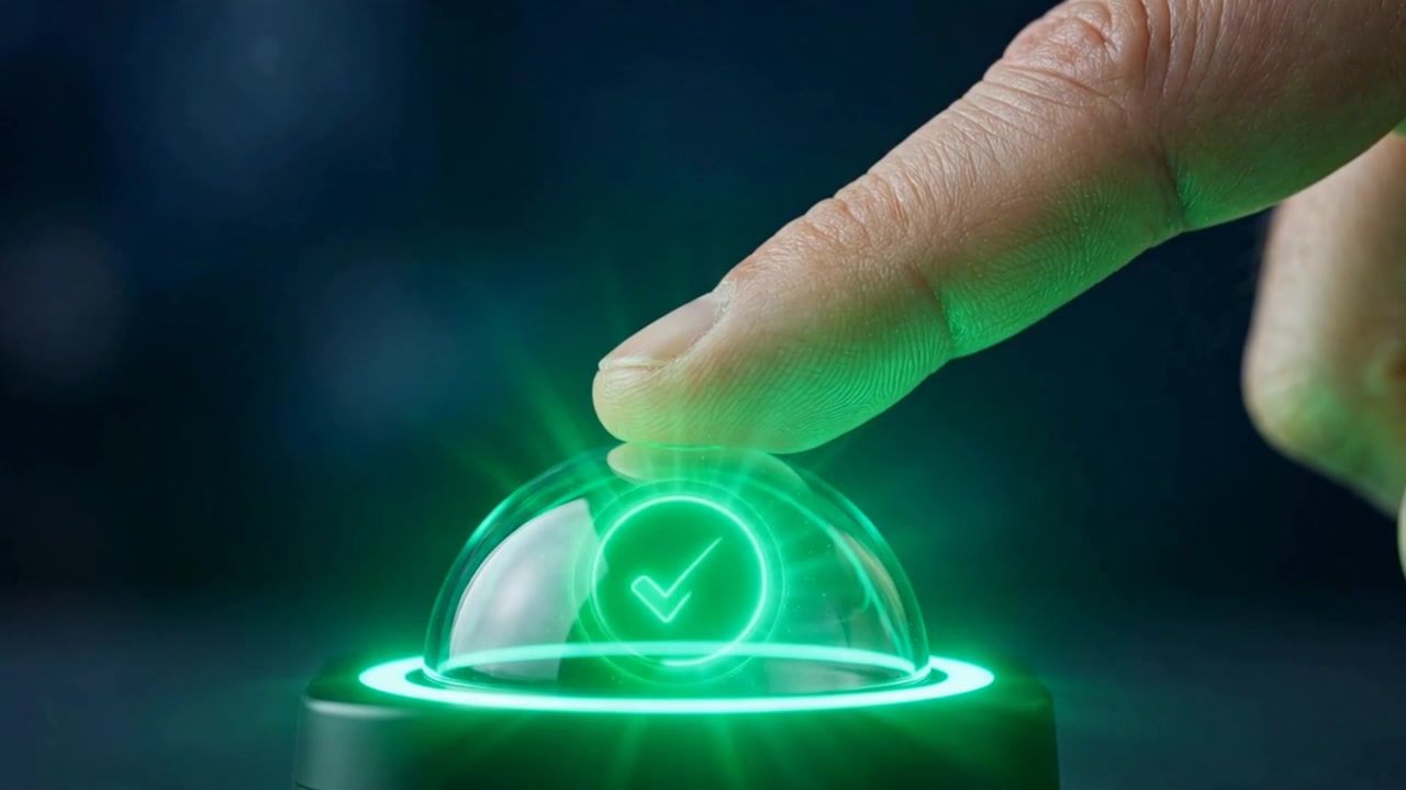 Scanner a cupola in vetro trasparente con impronta digitale blu luminosa all'interno