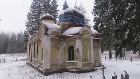 old abandoned church on the edge of the forest