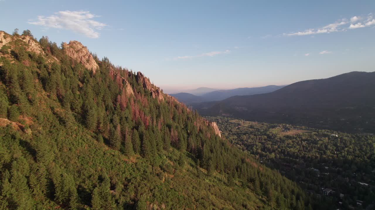 Gorgeous long Rocky Mountain nature aerial at Aspen Snowmass in summer, 4K drone footage