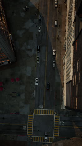 aerial view of a city street at night