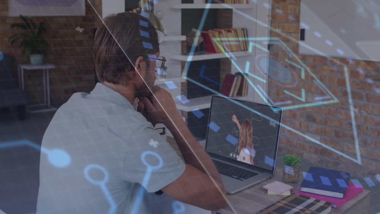 animación de la red de conexiones sobre las personas que trabajan en el almacén