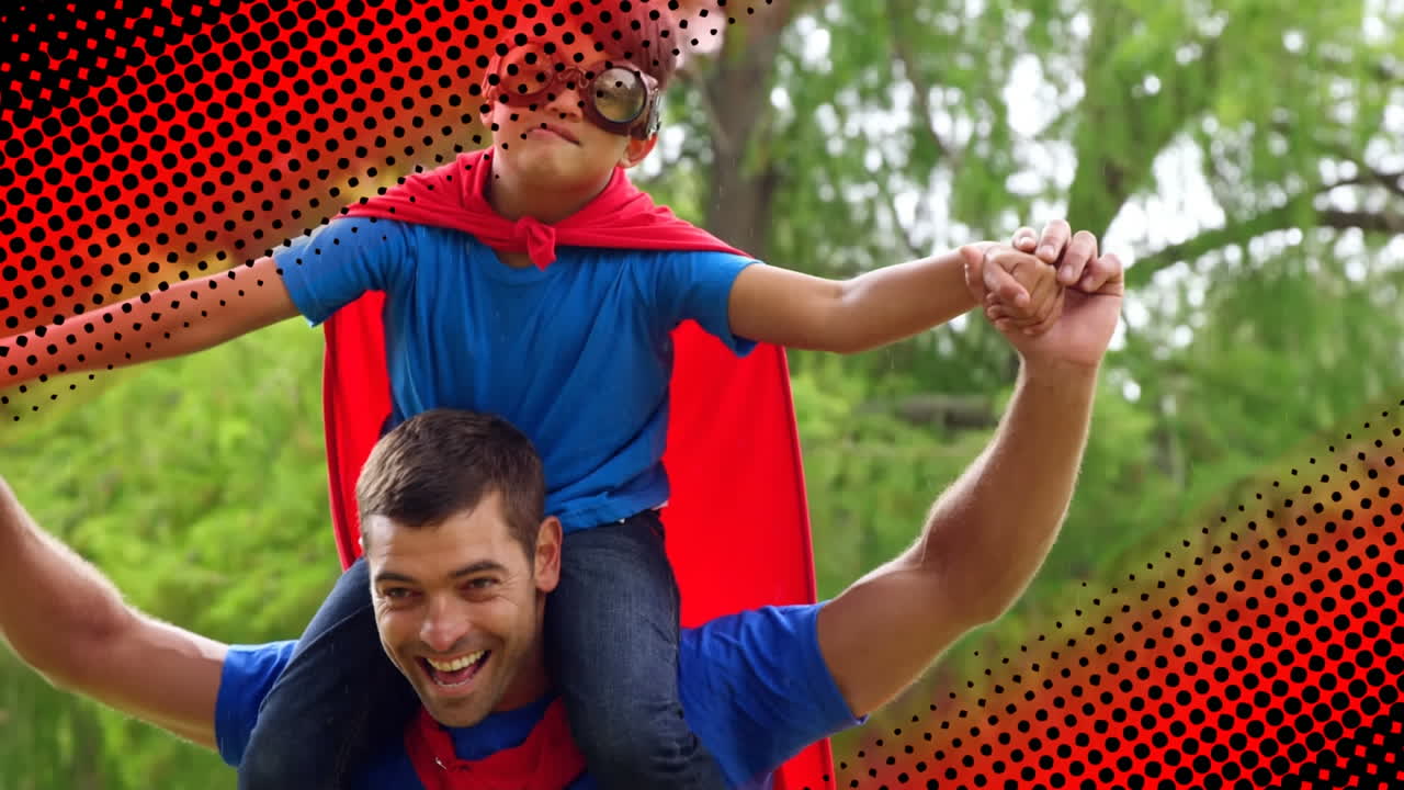 아들과 함께 슈퍼히어로를 연기하는 아버지