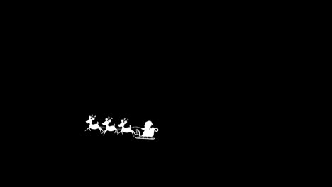 Digitale-Animation-Der-Silhouette-Des-Weihnachtsmanns-Im-Schlitten,-Der-Von-Rentieren-Gezogen-Wird