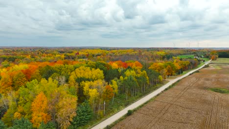 Bewölkte-Sturmwolken-über-üppigen-Herbstfarben