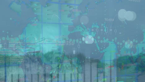 animation of data processing over landscape