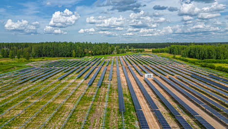 rural agriculture solar panels on a cloudy day