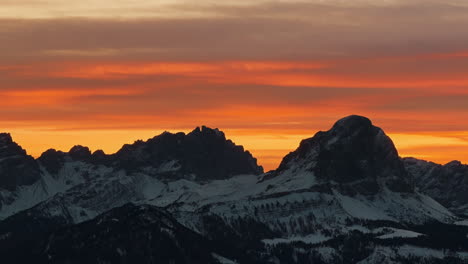 winter sunset over snowy alpine peaks