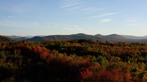 Sobrevuelo-Aéreo-Del-Hermoso-Paisaje-Forestal-Durante-Los-Colores-Máximos-Del-Otoño