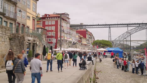 porto, portugal: riverside walkway and bridge