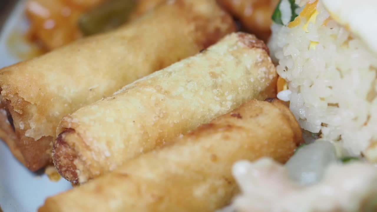 Spring Rolls and Fried Rice