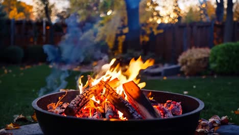 a fire pit sitting on top of a grass covered field