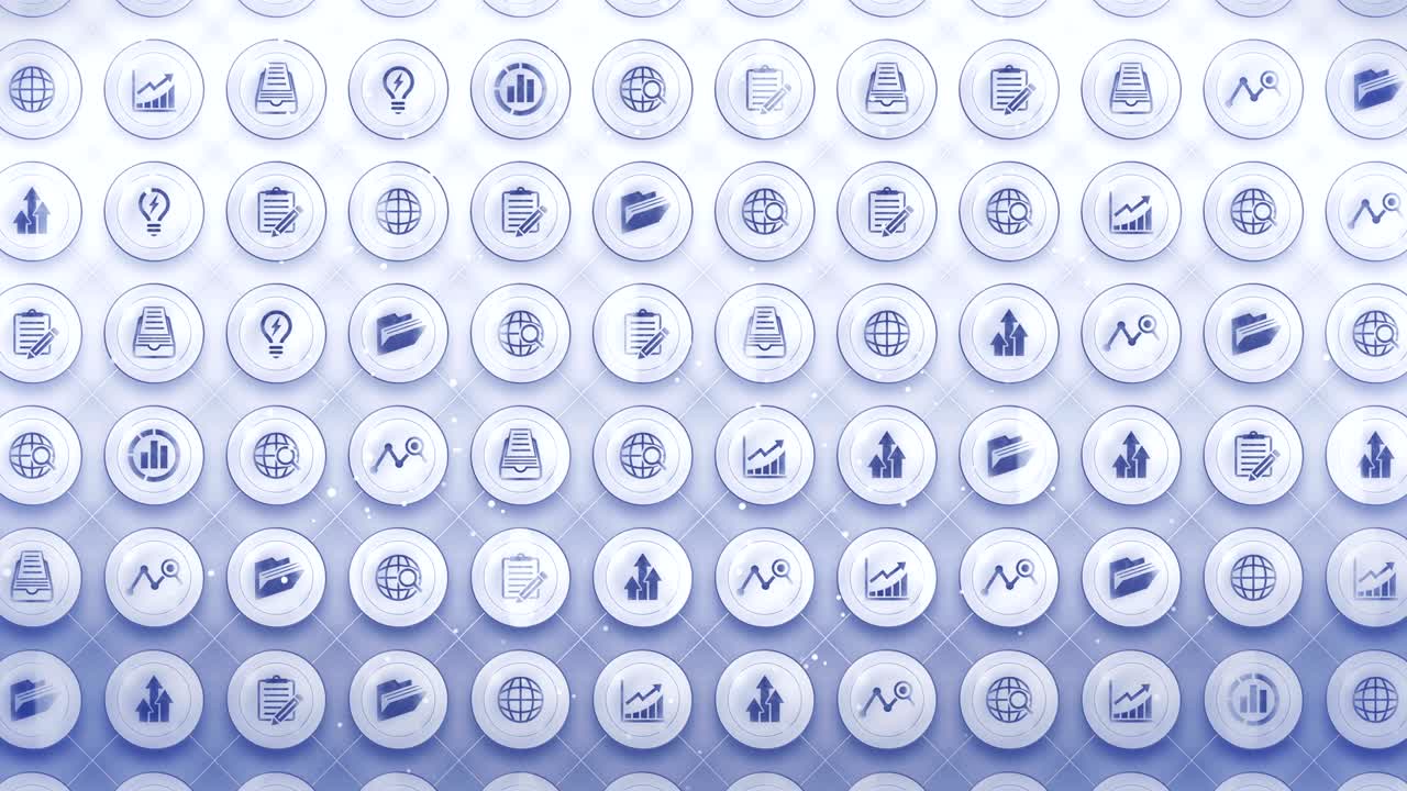 Set of Business Icons, Global Business Background, CG Loop Animation,