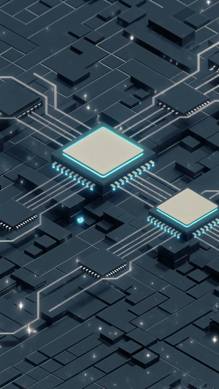 Digitalt Printkort med Glødende Dataflow og Mikrochips
