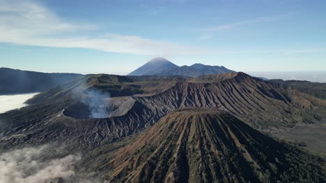 the stunning mount bromo volcano in java, indonesia filmed with a drone