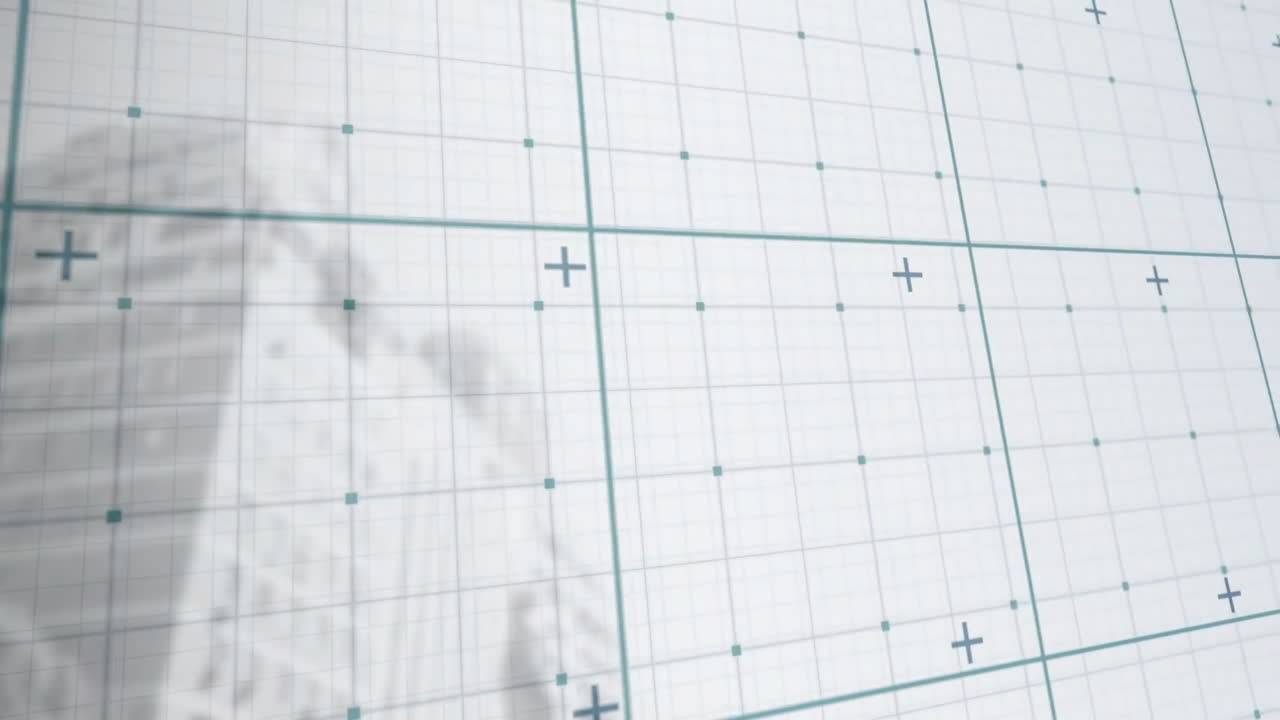 Creating geometric pattern, grid lines and abstract shapes on white background