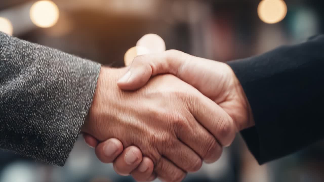 A Professional Handshake Symbolizing Agreement and Collaboration Between Two Individuals in a Business Environment, Signifying Trust and Partnership Growth