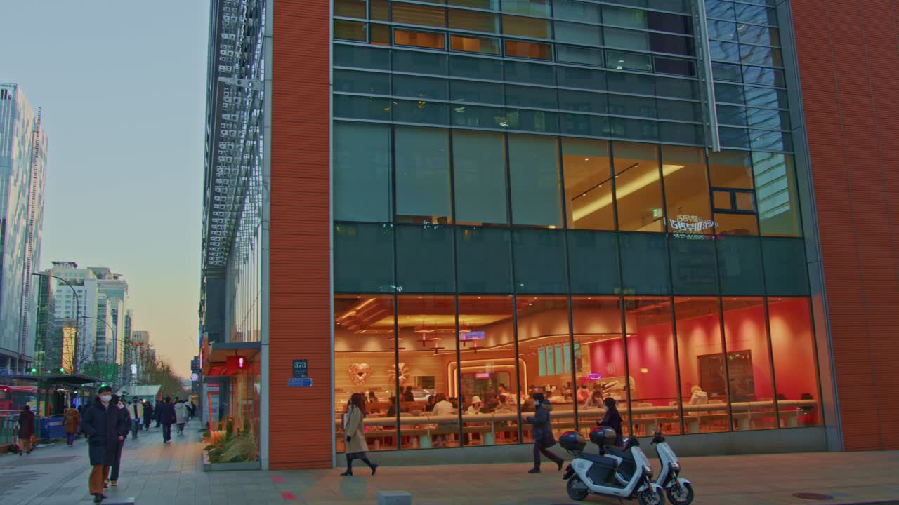 한국, 대도시 서울, 고층 빌딩이 있는 강남 위치 및 큰 도시 건축 광각