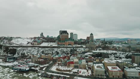 quebec city during winter time drone video