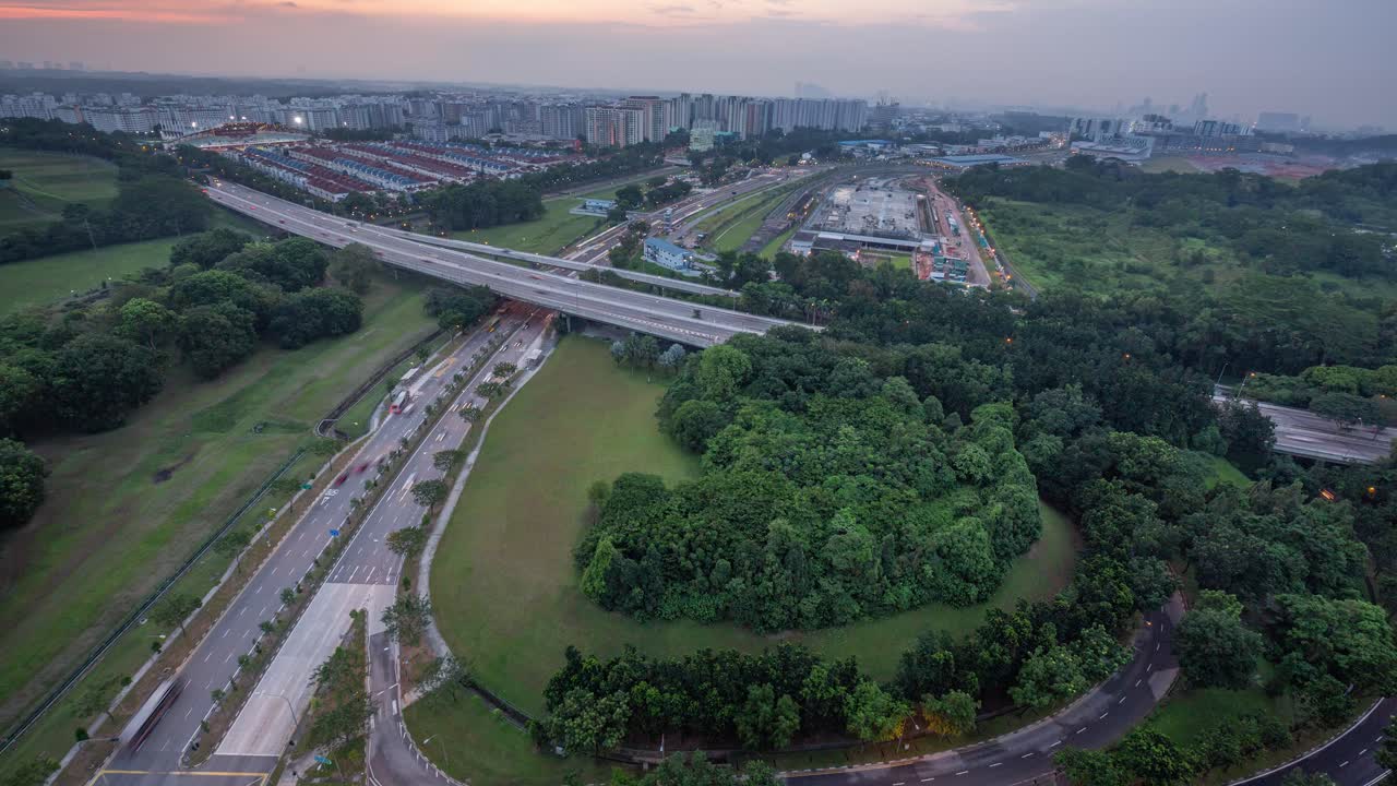 Aerial Timelapse of an expressway in Singapore