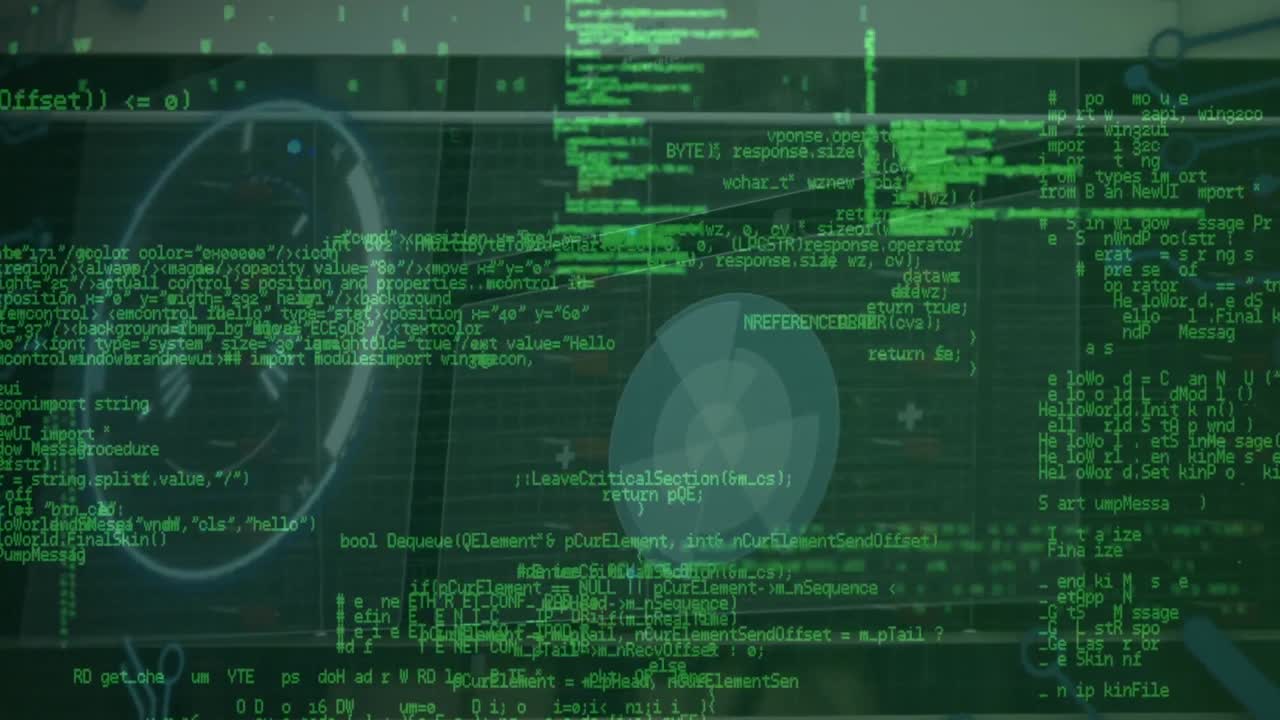 아프리카 수학 방정식과 검은 바탕에 대한 데이터 처리의 애니메이션